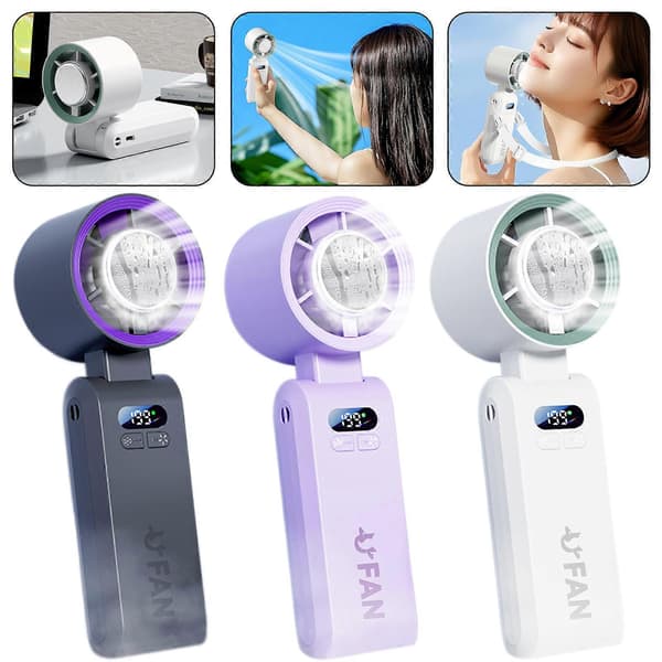 Bærbar ventilator - Mini sammenklappelig ventilator, ideel til udendørs rejser og personlig brug (grå)