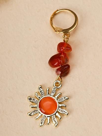 Orange Boho Hippie Gotiske Krystal Himmel Sol Øreringe, Boho Hippie Smykker, Jule Smykker.