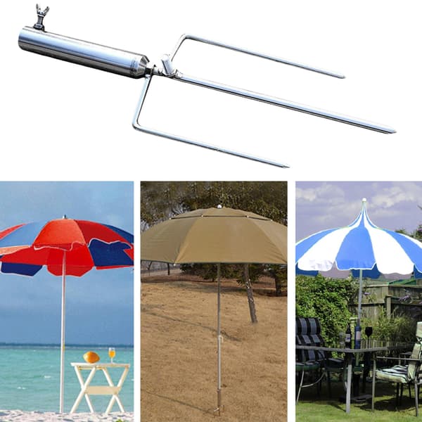 Jordspyd til fiskeparaply, foldbar, stabil, rustfrit stål, til have, strand, udendørs brug.