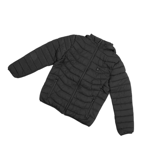 Elektrisk varmejakke med hætte, 3 temperaturniveauer, USB, til mænd og kvinder, sort, 2XL
