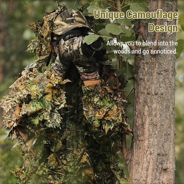3D Camouflage Ghillie-dragt til mænds jagt, laserskåret stereoversion, polyestermateriale