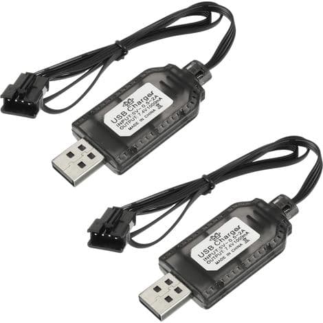 2-delt 7,4V USB-opladerkabel til RC-biler, RC-både, RC-droner, RC-fly og andet fjernstyret legetøj