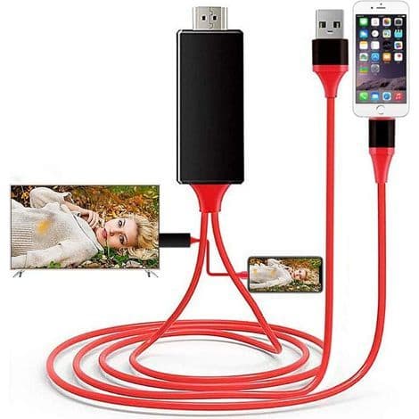 [Apple MFi-sertifisert] Lightning til HDMI-kabeladapter rød