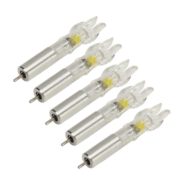 5 STK LED Lysende Pilehaler med Batteri, Plast, Nem Installation til Pile, 6,2 mm Indvendig Diameter, Gul