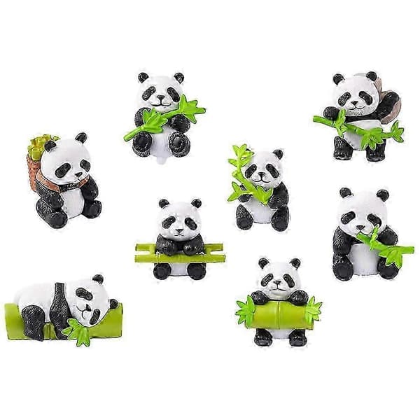 Dekorative Pandafigurer i Harpiks, DIY-håndverk, 8-pakning