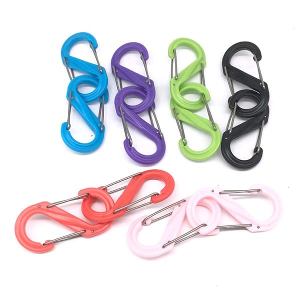 18 S-formade nylonkarbinhakar med glasfiber för hem, camping, fiske och utomhusbruk