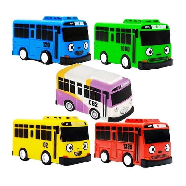 Fem minibusslekebiler, modellbiler, mini pullback lekebiler, gaver til gutter og barn, bursdagsfestgaver.