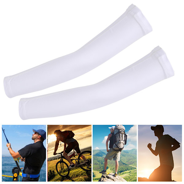 Sommarcykelarmärmar med solskydd, elastisk polyuretanfiber, vit, storlek L