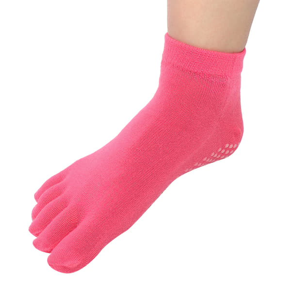 Bløde bomuldståstrømper, skridsikre, åndbare, til yoga og pilates (rød pink)
