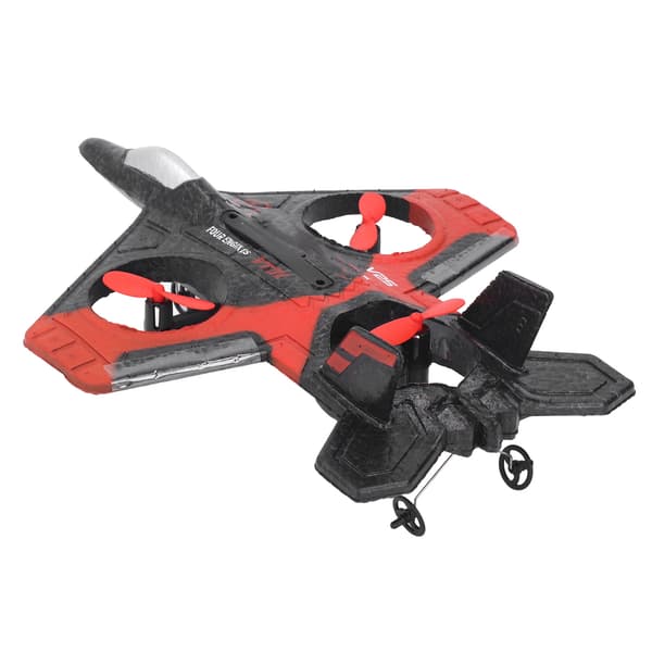 RC Fjärrkontroll Drönarflygplan med Färgglada LED-lampor och Extra Propellrar för Barnpresent, Röd, Dubbla Batterier
