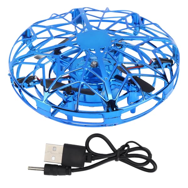 Mini UFO-drone med bevægelsessensor og LED-lys, flyvende legetøj til børn, blå og guld
