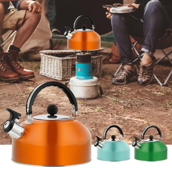 Tekanne i rustfritt stål med fløyte, ergonomisk håndtak og kjølig grep, 3L, oransje