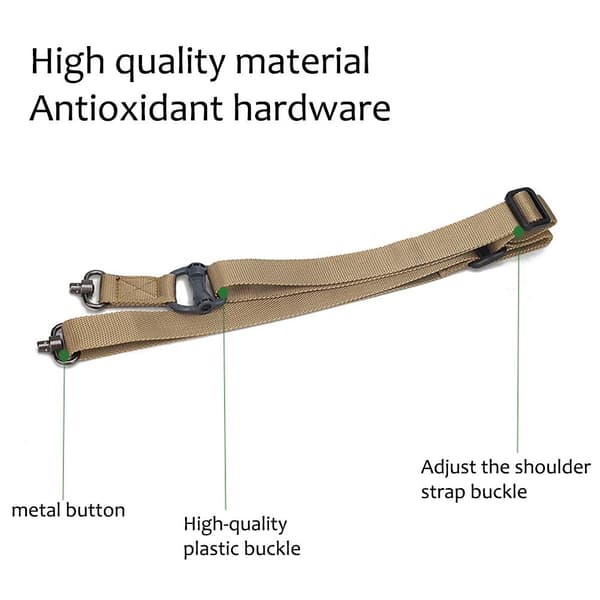 QD Sling Nylon 2 Point Quick Adjustment Sling med QD Swivel och Rail Mount för Gevär