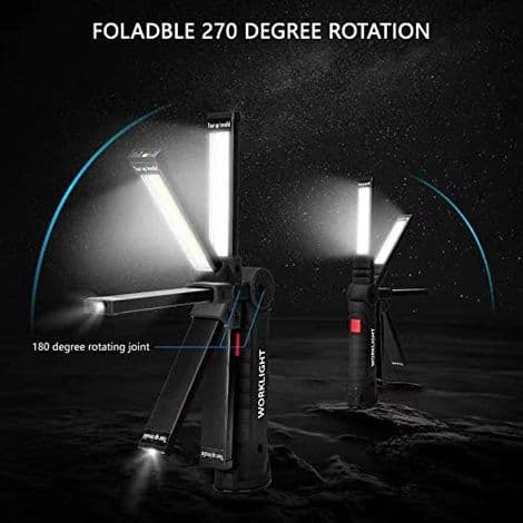2-delt LED-arbeidslyssett med magnetisk base, 360° rotasjon, multifunksjonell belysning for reparasjoner og utendørs bruk, gave til menn