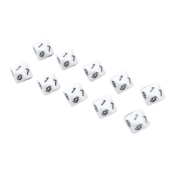 20 plastsifferterninger med 10 sider for spill og fester, hvit, spilltilbehør