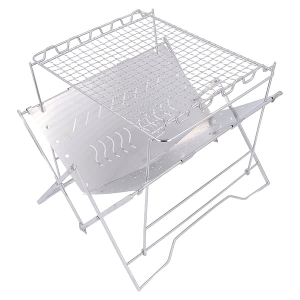 Bärbar kolgrill i rostfritt stål med stabil bas för camping och picknick