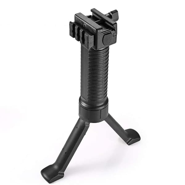Bipod med vertikalt håndtak og uttrekkbare ben for paintballskyting