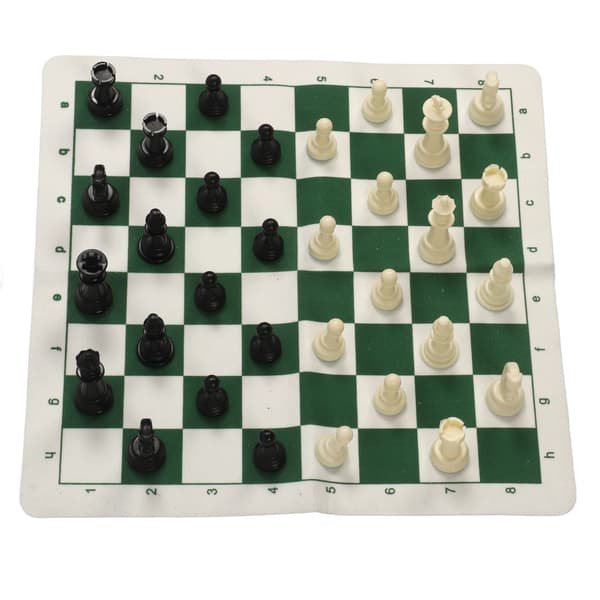 Bærbart sjakk- og damsett med rullebrett og bæreveske, 50 cm
