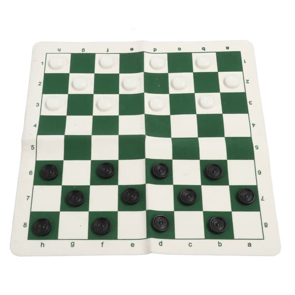 Bærbart sjakk- og damsett med rullebrett og bæreveske, 50 cm