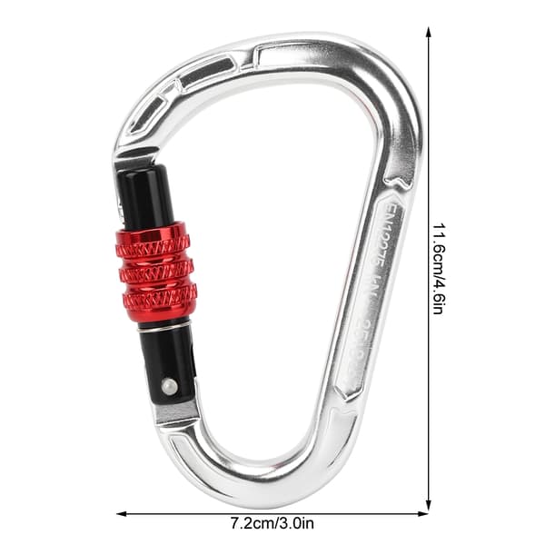 Säkerhetskarbinhake för klättring, camping, bergsklättring, 7075 aluminium, kraftig 25KN, silver