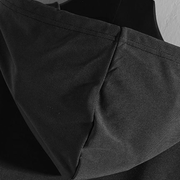 Ærmeløs hættetrøje til mænd, hudvenlig polyester, sort krave, XL