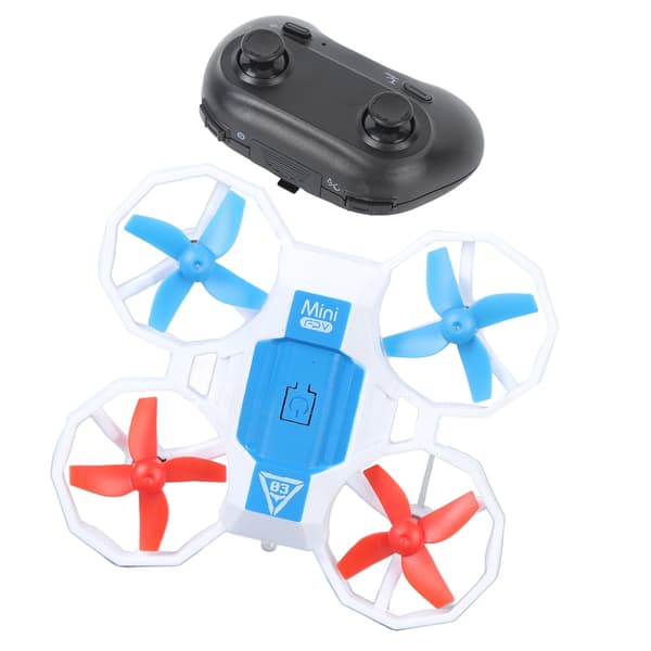 Minidrone for barn med LED-lys, fjernkontroll, hvit, 2 batterier inkludert
