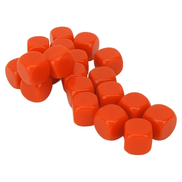 20 plastikterninger 16 mm afrundede hjørner i hvid til leg og undervisning - orange