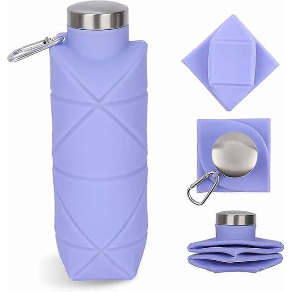 Sammenklappelig rejsevandflaske, 700 ml, lavet af sammenklappeligt silikone (lilla)