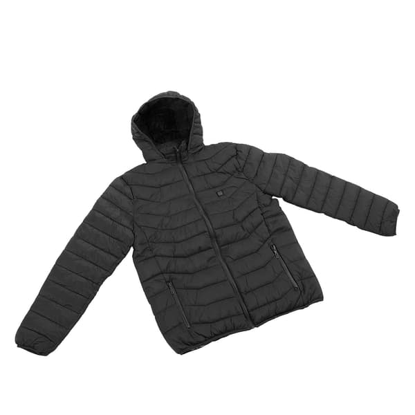 Elektrisk varmejakke med hætte, 3 temperaturniveauer, USB, til mænd og kvinder, sort, 2XL