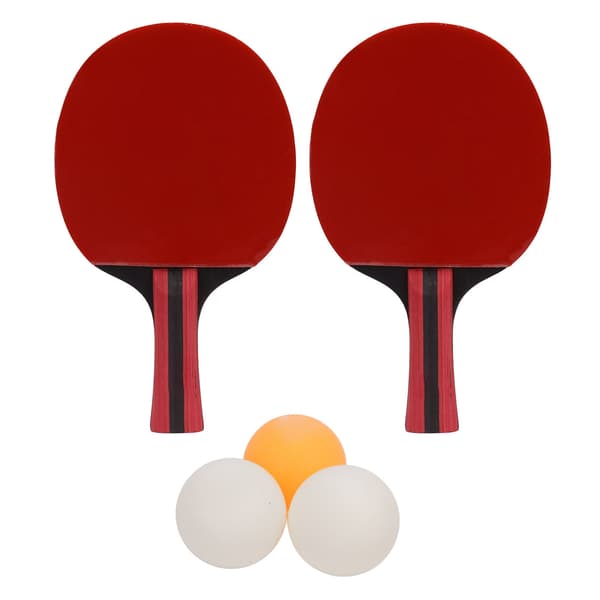 Bordtennisracket og ballsett - 2 racketer, 3 baller, tre, gummi, for trening