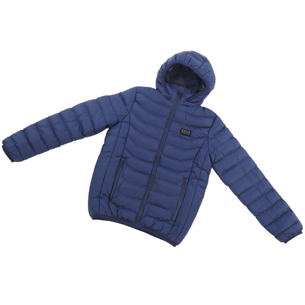 Oppvarmet jakke med 19 soner, hette, termisk USB, for menn og kvinner, blå, 2XL
