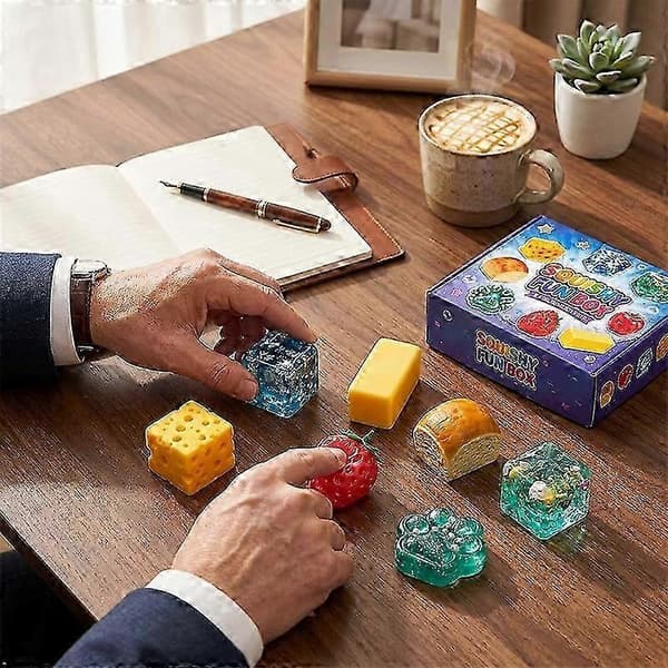 8 stk sett Squishy Box Myke Sakte Stigende Klemme Fidget Leker_nas13