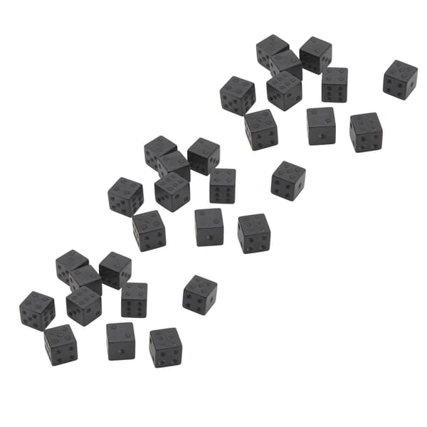 30 rene sorte retvinklede terninger af plastik til brætspil og fester