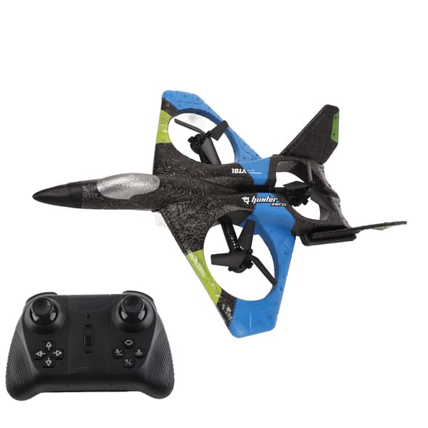 Fjernkontrollfly med LED-lys 2,4 GHz Super Glider for barnegave, blå, dobbelt batteri