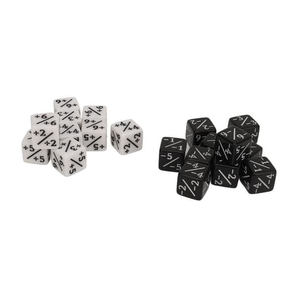 20 terninger tellere 15,3 mm positive negative for brettspill og matematikk
