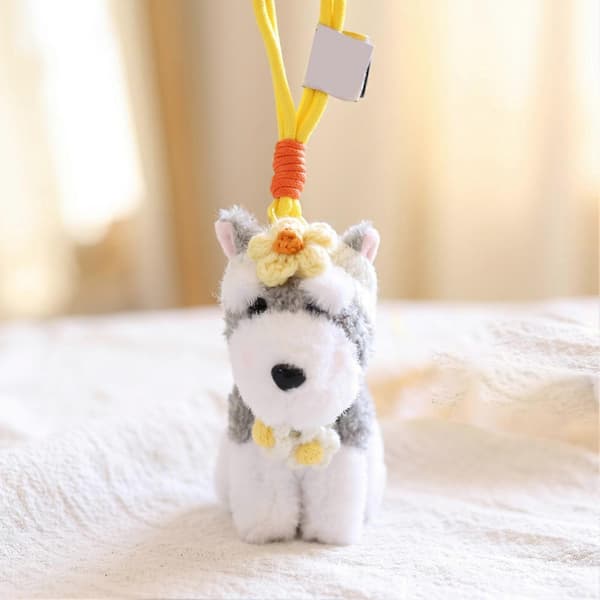 Mjuk Schnauzer väskberlock, lätt plyschaccessoar