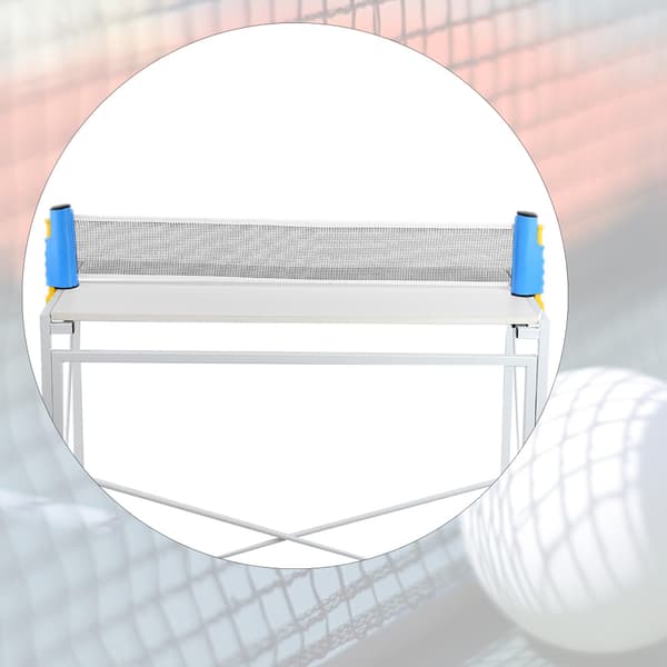 Bærbart teleskopisk foldbart bordtennisnet, holdbart, til udendørs og indendørs brug (blå og gul)