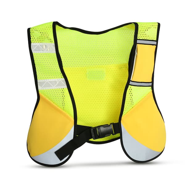 Multifunksjonell refleksvest for sykling, nattløping, maraton, fotturer - gul