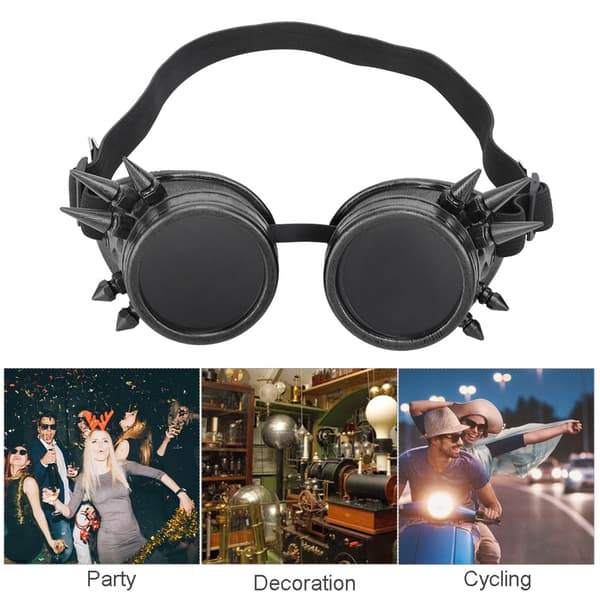 Vintage Steampunk-lasit pyöräilyyn, tuulenpitävät, irrotettavat linssit, ABS-musta