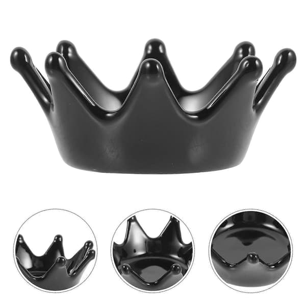 Keramisk smykkeskål, kroneformet, sort bakke, 2-pak