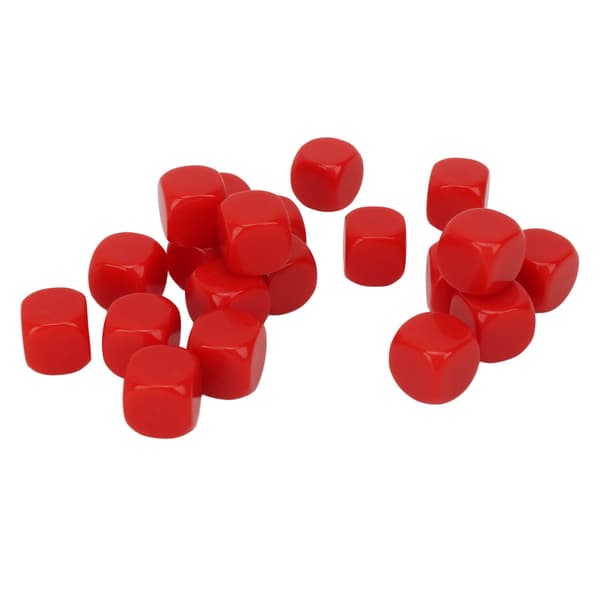 20 blanke plastterninger med avrundede hjørner 16 mm for undervisning og brettspill - rød