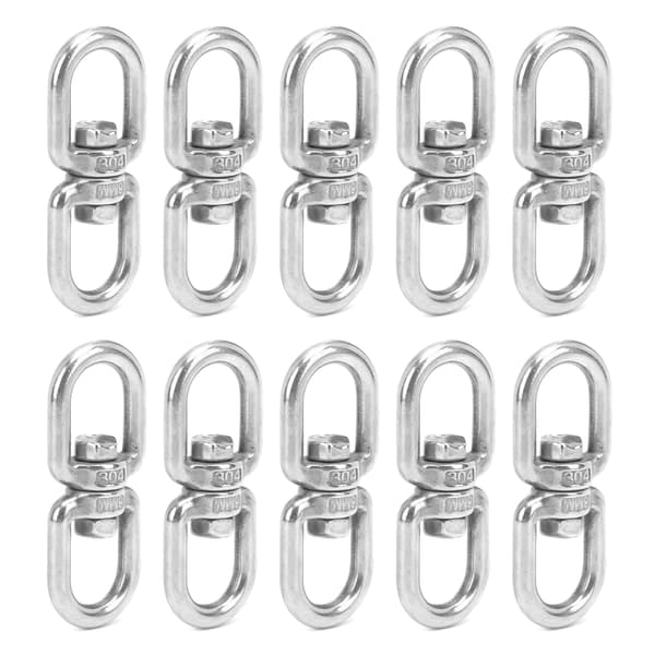 10 stk. M6 svingbare vegglamper i rustfritt stål, 8-formet ring, dobbeltende kobling