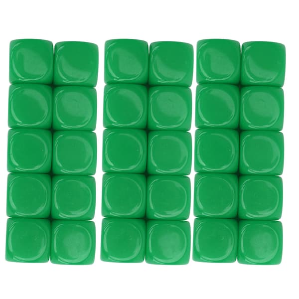 30 st tomma plasttärningar 16 mm 6 rundade sidor för gör-det-själv-spel matematikundervisning grön