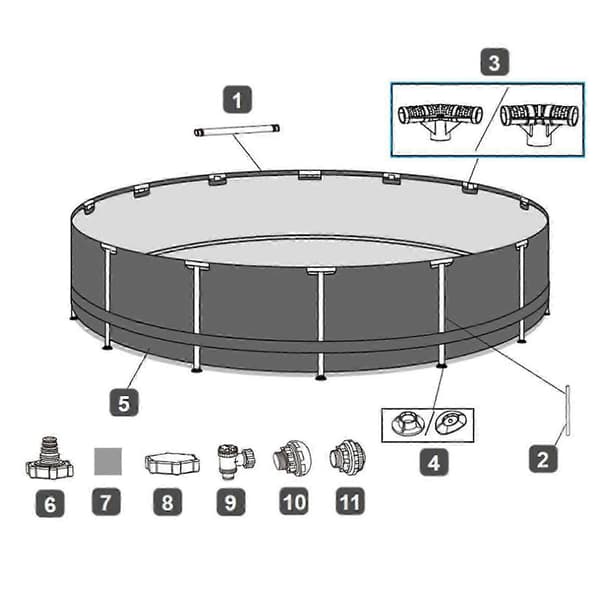 Erstatning oval plast T-fitting til T-samlingsramme, kompatibel med pooltilbehør P07082.