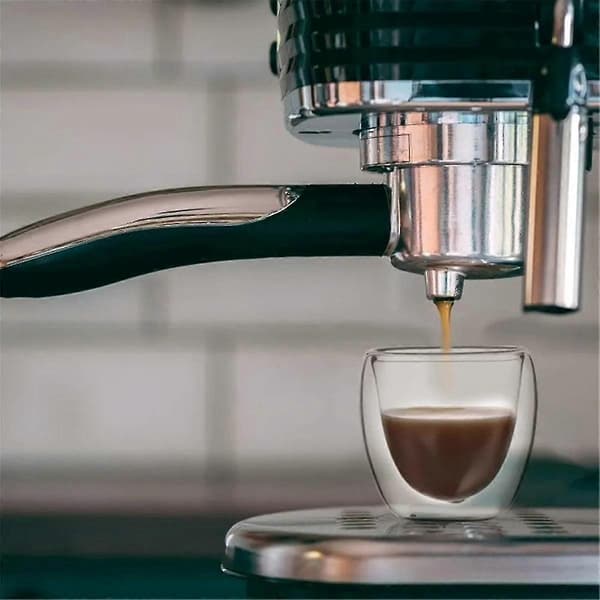 Sæt med 6 dobbeltvæggede klare kaffekopper i glas med termisk isolering, 80 ml hver.