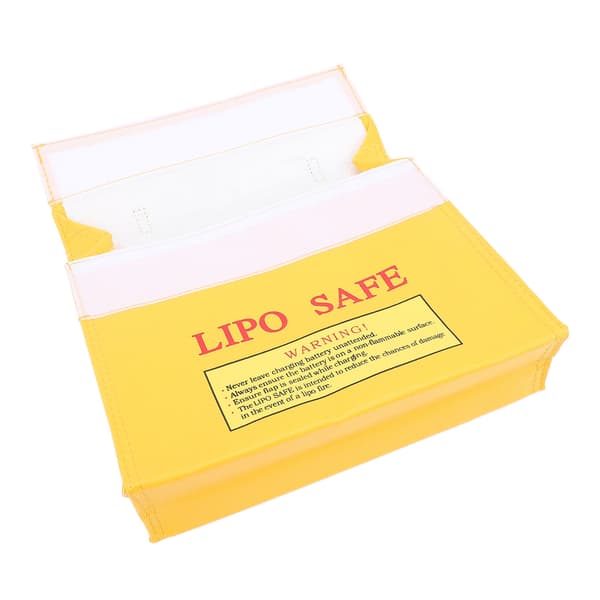 Brann- og eksplosjonssikkert LiPo-batterietui med borrelåslukking.