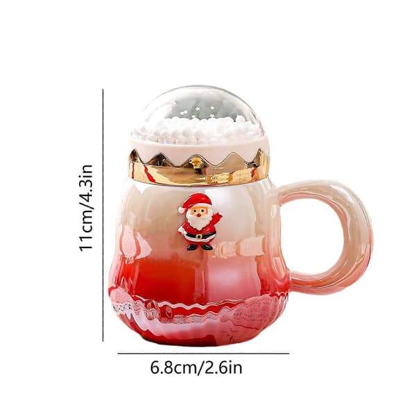 Julekeramikkrus, 500 ml, gradient af rød og perlegrøn, med låg.