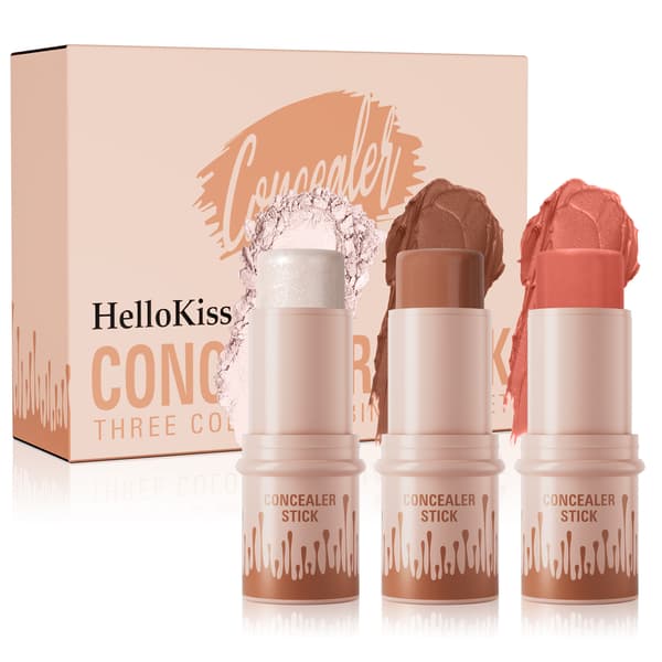 3 stk. Makeup Stick Sæt, Creme Contour Blush Highlighter Stick Kit, 3 Farvepaletmuligheder, Blenda... B