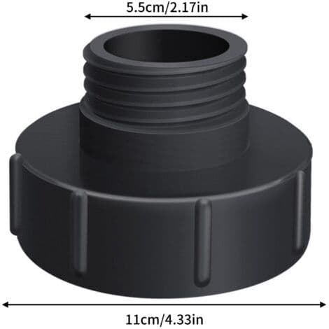 IBC-puutarhaletkun sovitin, 3 tuumasta 2 tuumaan (100 mm - 60 mm) liitin, hana, liitäntätarvikkeet.