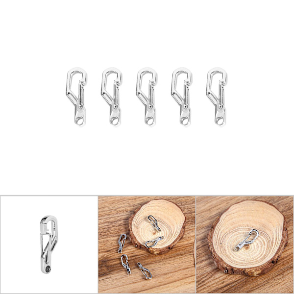 5 st Mini Alloy Spring Hook Nyckelring EDC Utomhus Karbinhake Snäpp Silver